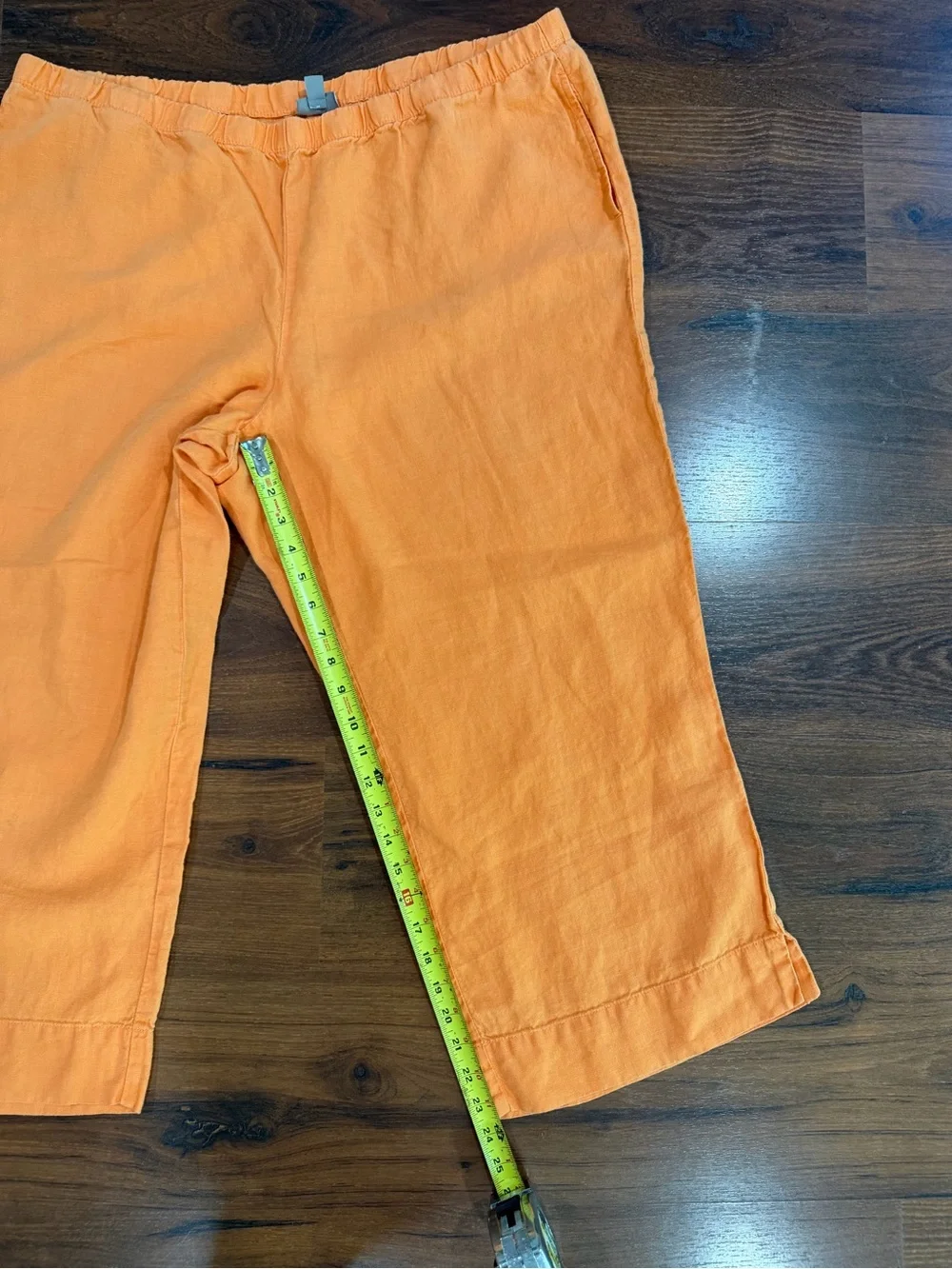 J Jill 100% linen wide leg crop pants pull-on Orange Sz XL